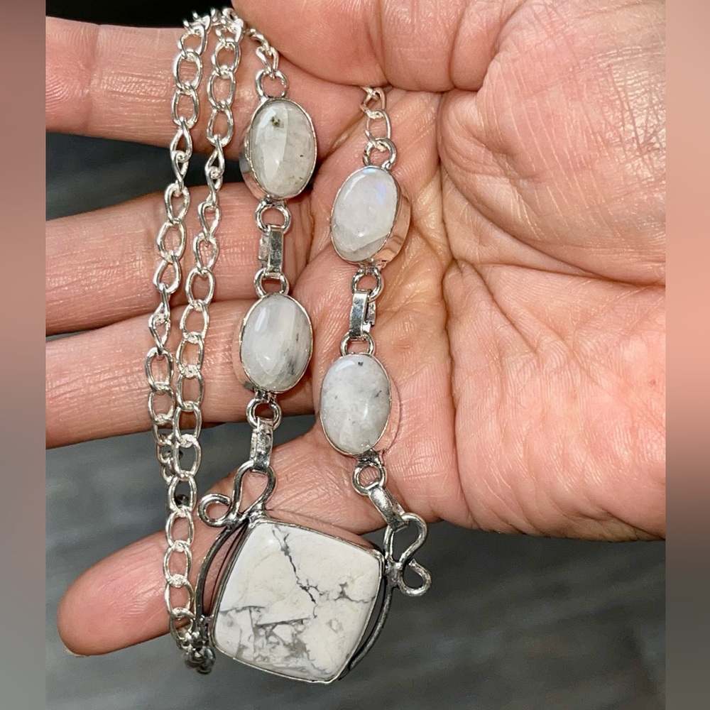 Dendritic & Rainbow Moonstone Necklace